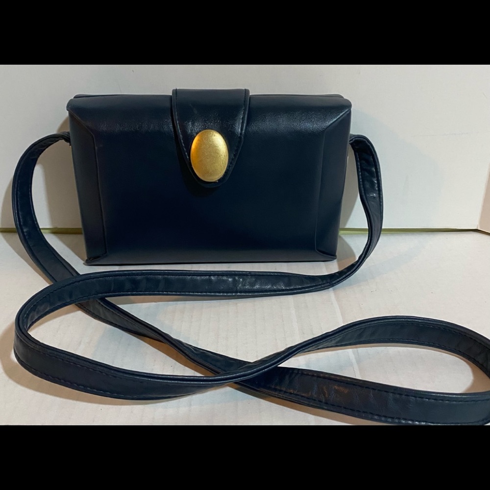 And’e Navy blue leather crossbody bag